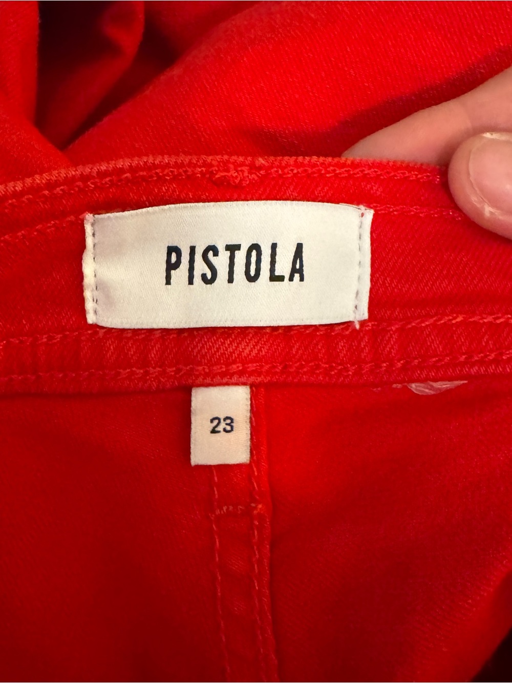 Pistola Penny Crop High Rise Wide Leg Jeans Ruby Red Raw Hem Size 23 - Picture 4 of 6